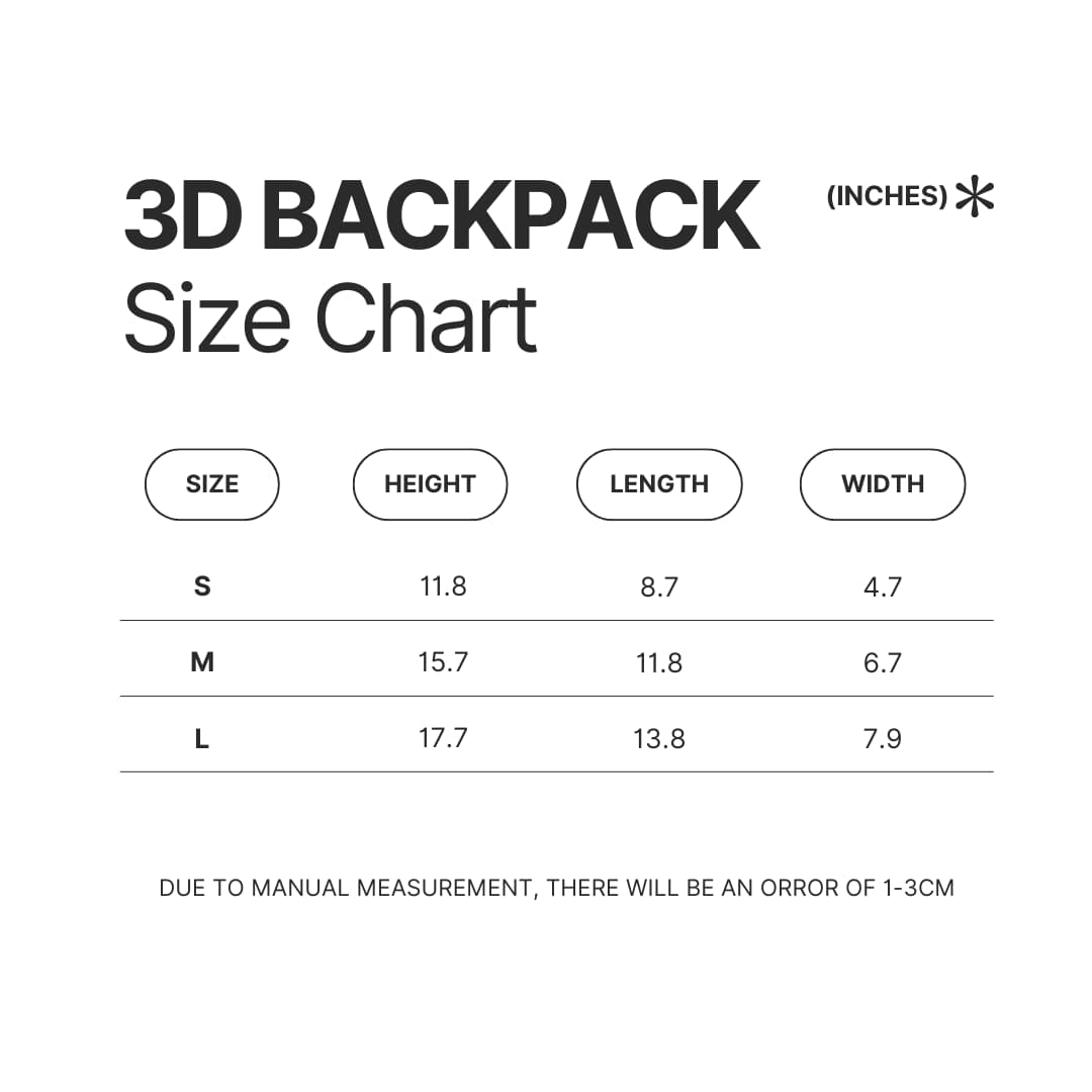 3D Backpack Size Chart - Harajuku Shop