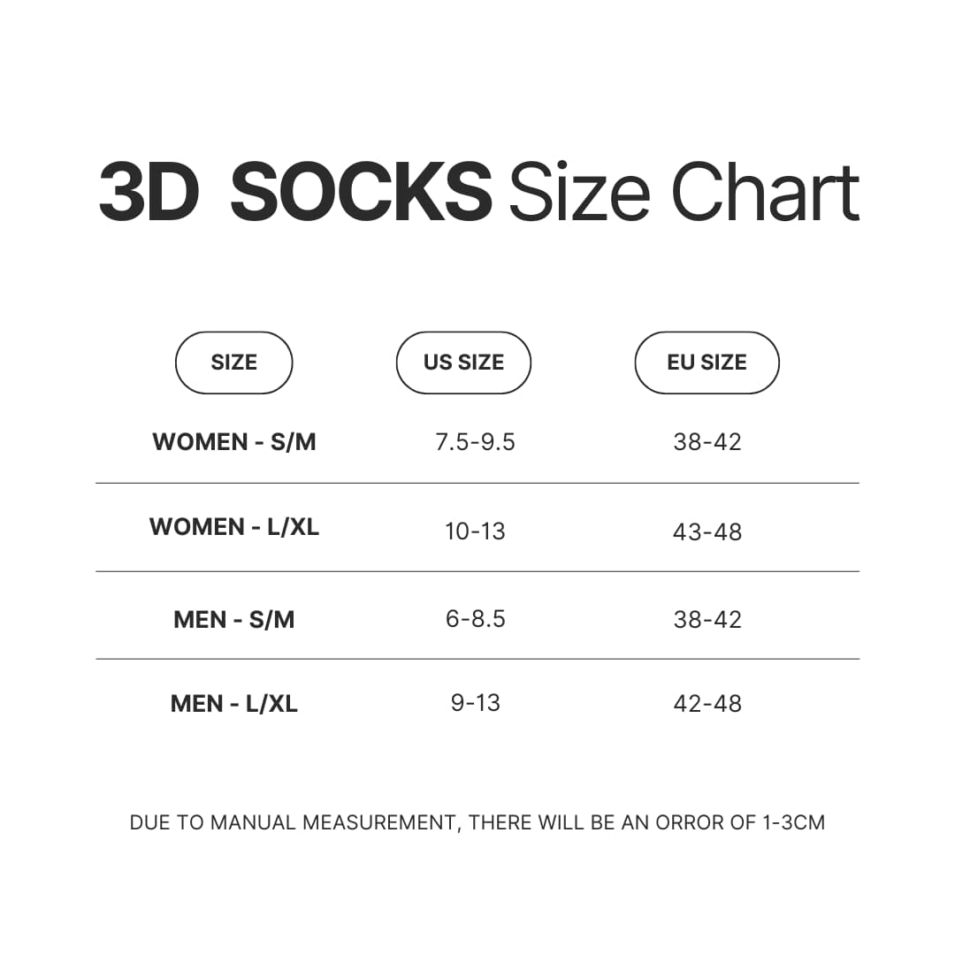 3D Socks Size Chart - Harajuku Shop