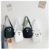 Black White Funny Cute Ghost Kawaii Women Canvas Bag Cartoon Harajuku Chic Ins Shopper Bag Women 4 - Harajuku Shop