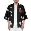 Fashion Beach Yukata Japanese Cartoon Lucky Cat Cardigan Kimono 2023 Women Men Harajuku Sakura Fan Print 3 - Harajuku Shop