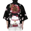 Fashion Beach Yukata Japanese Cartoon Lucky Cat Cardigan Kimono 2023 Women Men Harajuku Sakura Fan Print 5 - Harajuku Shop