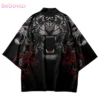 Japanese Anime Tiger Print Trend Cardigan Women Men Harajuku Cosplay Black Shirts Yukata Fashion Haori Kimono - Harajuku Shop