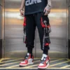 Joggers Cargo Pants for Men Casual Hip Hop Hit Color Pocket Male Trousers Sweatpants Streetwear Ribbons 1 - Harajuku Shop