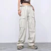 New Cargo Pants Women Retro Workwear Casual Baggy Straight Trousers Fashion Wide Leg Pockets Joggers Trousers 1 - Harajuku Shop