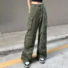 Pocket Solid Color Cargo Pants Women s Y2K Street Retro Loose Wide Leg Overalls Couple Casual 3 - Harajuku Shop