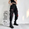 Women Cargo Pants 2023 Harem Pants Fashion Punk Pockets Jogger Trousers With Chain Harajuku Elastics High - Harajuku Shop