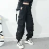 Women Cargo Pants 2023 Harem Pants Fashion Punk Pockets Jogger Trousers With Chain Harajuku Elastics High 3 - Harajuku Shop