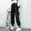 Women Cargo Pants 2023 Harem Pants Fashion Punk Pockets Jogger Trousers With Chain Harajuku Elastics High 4 - Harajuku Shop