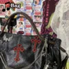 Y2K Gothic Women Girls punk cross pin chain shoulder Bags Handbags Harajuku female PU Leather Large 1 - Harajuku Shop