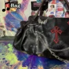 Y2K Gothic Women Girls punk cross pin chain shoulder Bags Handbags Harajuku female PU Leather Large 2 - Harajuku Shop