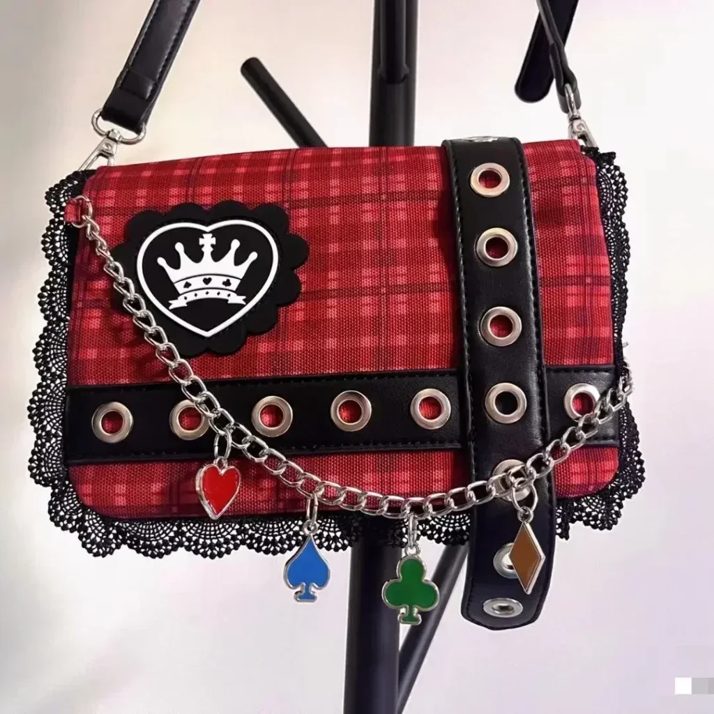 Y2K Korean Harajuku Gothic Red Shoulder Cross Bag Vintage Aesthetic Kawaii Messenger Crossbody Cute Tote Japan 5 - Harajuku Shop