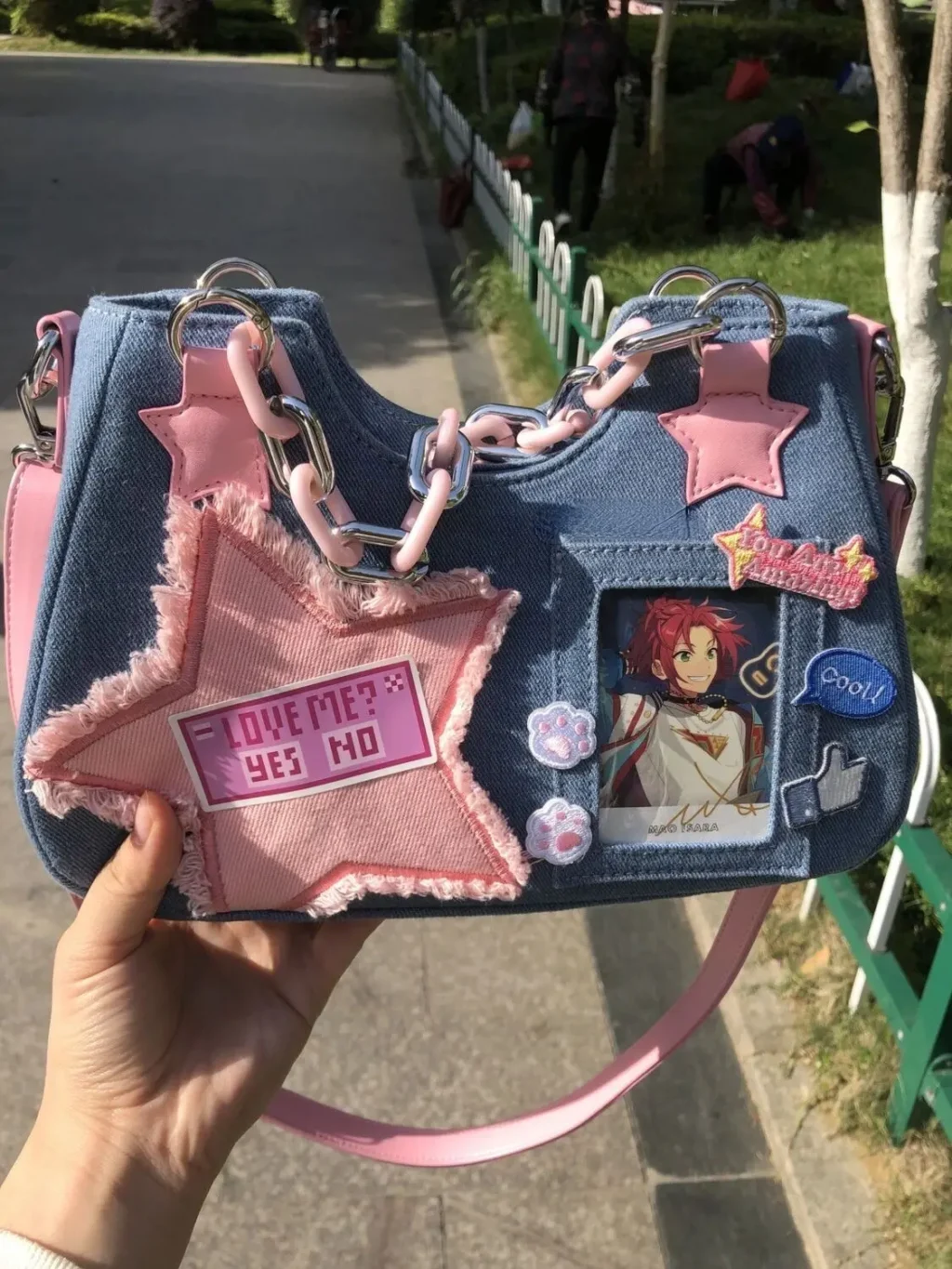 Y2K Vintage Korean Fashion Shoulder Underarm Harajuku Star Tote Denim Bag Chain Ladies Bags Zip Purses 3 - Harajuku Shop