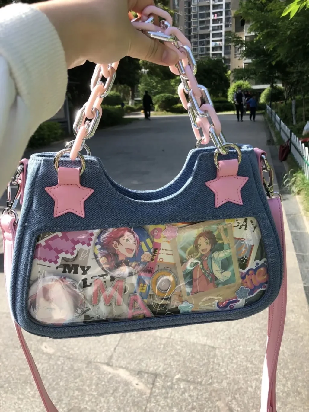 Y2K Vintage Korean Fashion Shoulder Underarm Harajuku Star Tote Denim Bag Chain Ladies Bags Zip Purses 4 - Harajuku Shop