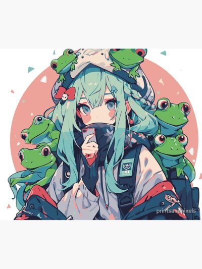 Anime Harajuku Lovers Frogs Girl Tapestry Official Harajuku Merch