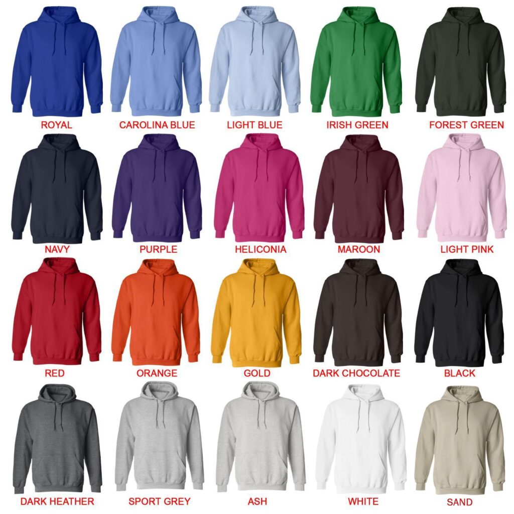 hoodie color chart - Harajuku Shop