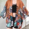 kimono jacket womens brown one size 119 - Harajuku Shop