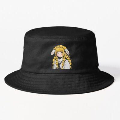 Harajuku, Girl With Long Yellow Hair Tied In A Sheep'S Hair 2 Cute, Cool, Beautiful, Vintage. Bucket Hat Official Harajuku Merch