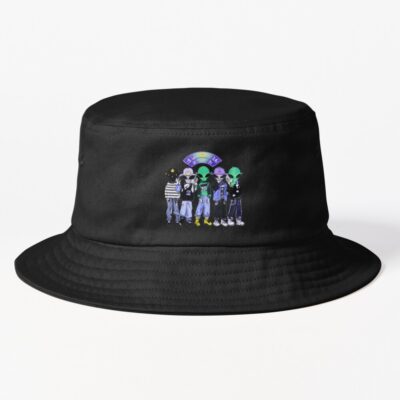 Harajuku Aliens Wearing Streetwear Early 2000S // Ai Generated Bucket Hat Official Harajuku Merch