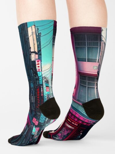 Tokyo Shibuya Street Scene Socks Official Harajuku Merch