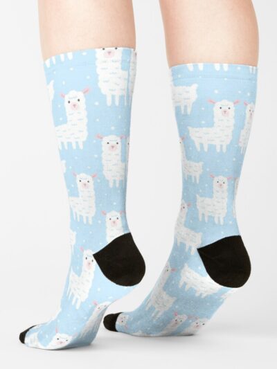 Alpaca Blue Pattern Socks Official Harajuku Merch