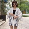 womens black and white kimono one size 250 - Harajuku Shop