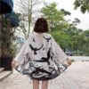 womens black and white kimono one size 326 - Harajuku Shop