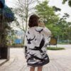 womens black and white kimono one size 410 - Harajuku Shop