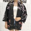 womens black floral kimono cardigan kingyo one size 228 - Harajuku Shop