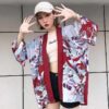 womens kimono haori red color one size 568 - Harajuku Shop