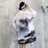 womens long kimono cardigan black and white one size 981 - Harajuku Shop