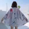 womens summer kimono grey one size 854 - Harajuku Shop