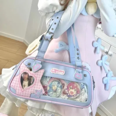 kf S38788d8942554b818a65e0db78d71f41C HAEX Y2K Harajuku Women Ita Bags Fashion 2024 Lolita JK Uniform Crossbody Shoulder Bags Subculture Individuality - Harajuku Shop