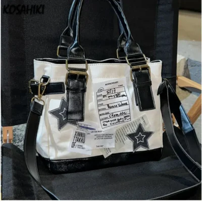 kf S40ab918f400d4cb5bef539ceb248ce536 2024 New Vintage High capacity Star Canvas Bag Luxury Design Y2k Aesthetic Tote Bags Grunge Harajuku - Harajuku Shop