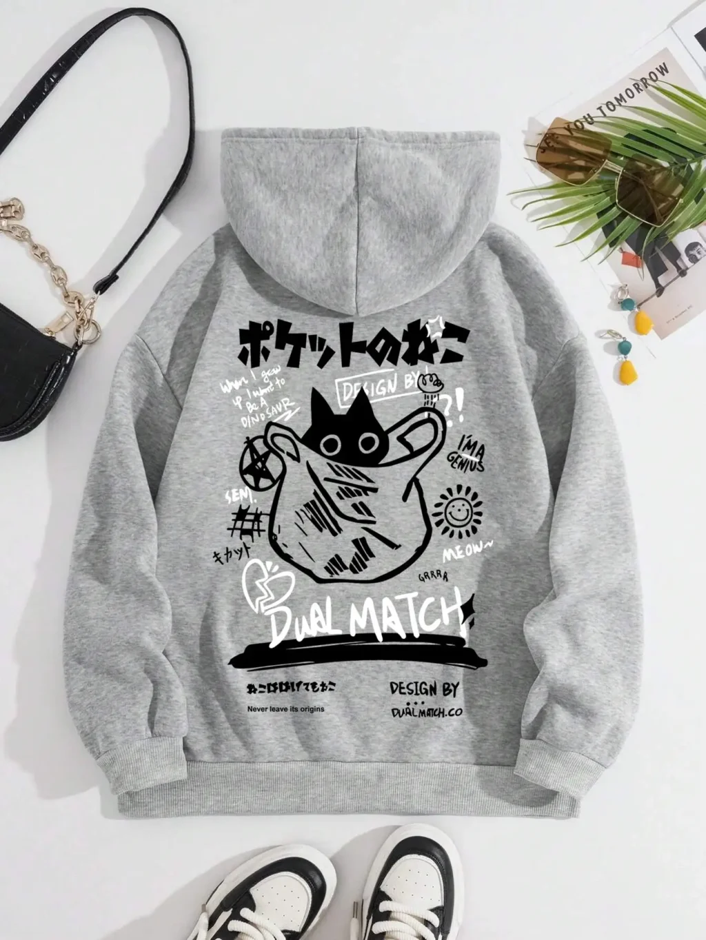 kf S845c34712abf4560b4139a8060afe7a3r Cute Cat Cartoon Printed Sweatshirt Women Harajuku Casual Loose Hooded Fashion Soft Pocket Hoodies Autumn Warm - Harajuku Shop