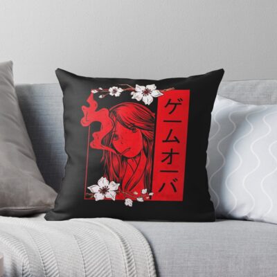 Aesthetic Soft Grunge Girl Sakura Harajuku Throw Pillow