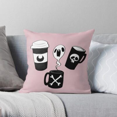 Coffee Time Ghost Goth Harajuku Throw Pillow